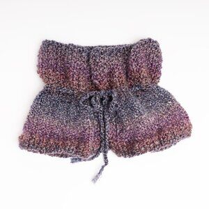 Knit Capelet Cowl Collar Neck Warmer in Purple